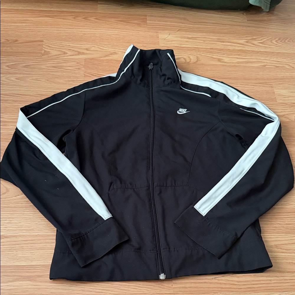 Nike Black Jacket with White Stripes